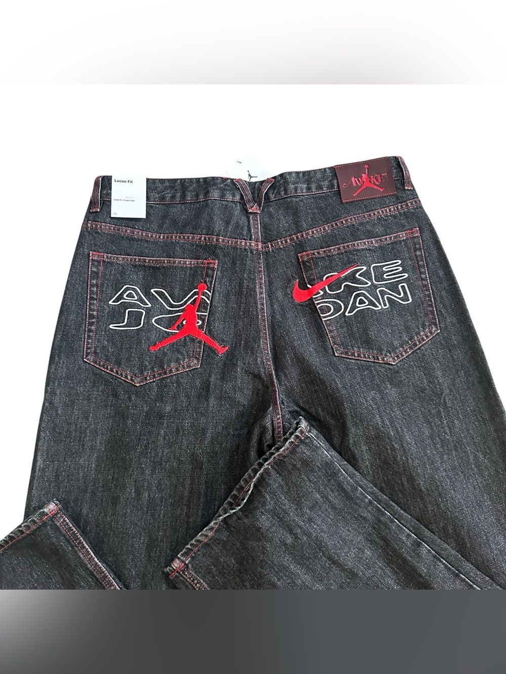 NWT Awake NY x Nike Jordan Loose Fit Black Denim Jeans Men’s 38 X 34